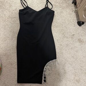 Justify Dress Womens M Black Spaghetti Strap Rhinestone